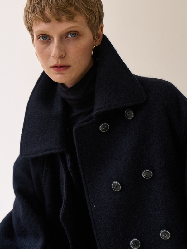 Berlin Alpaca Half Jacket _ Navy