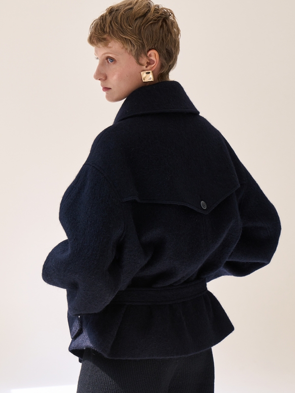 Berlin Alpaca Half Jacket _ Navy