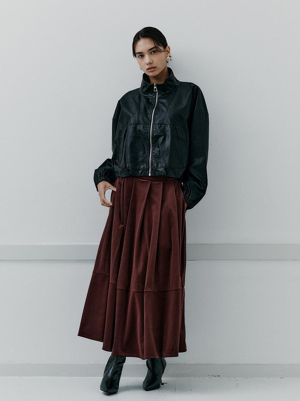 IT_Velvet winter banding skirt_2color