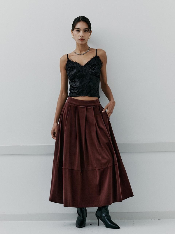 IT_Velvet winter banding skirt_2color