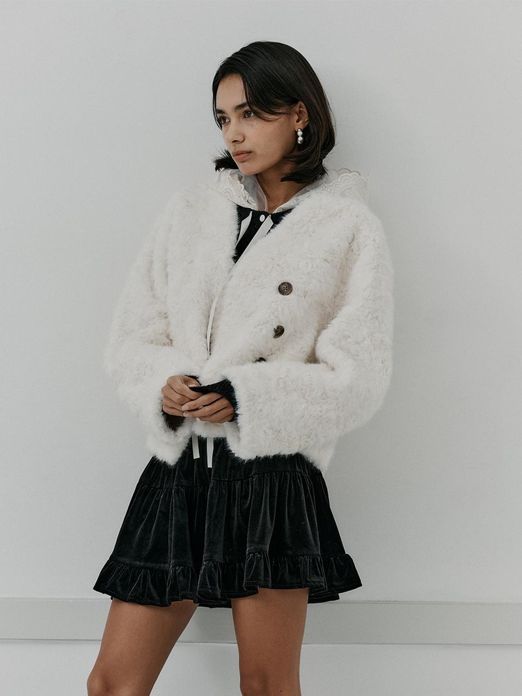 IT_Winter v-neck fur jacket_IVORY