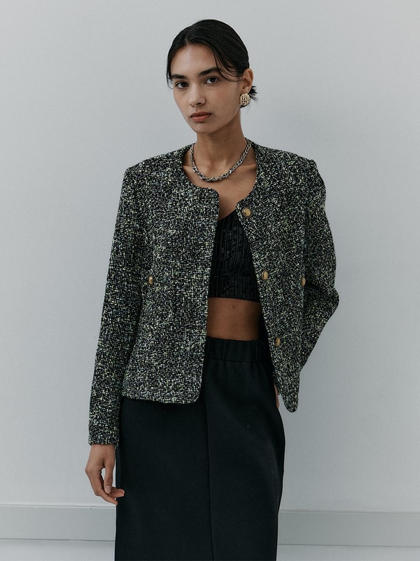 IT_Gold buttons tweed jacket