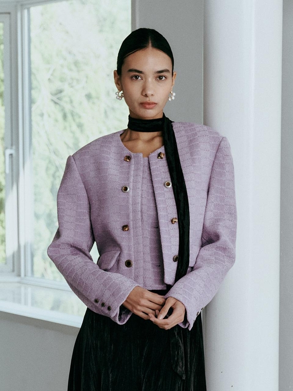 IT_Purple classic crop jacket