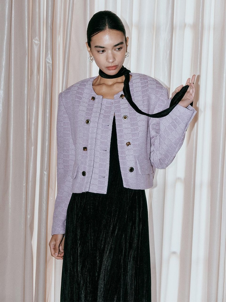 IT_Purple classic crop jacket