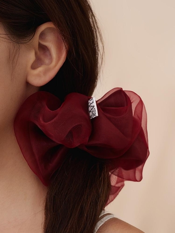 HU001 Red double layered scrunchie