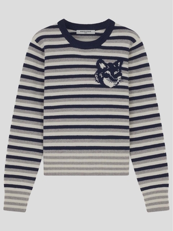 메종 키츠네 FW24 Maison Kitsune Knit NW00804KM0329B481 Navywhite