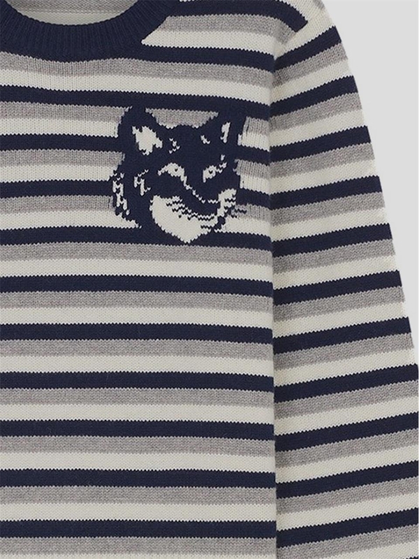 메종 키츠네 FW24 Maison Kitsune Knit NW00804KM0329B481 Navywhite