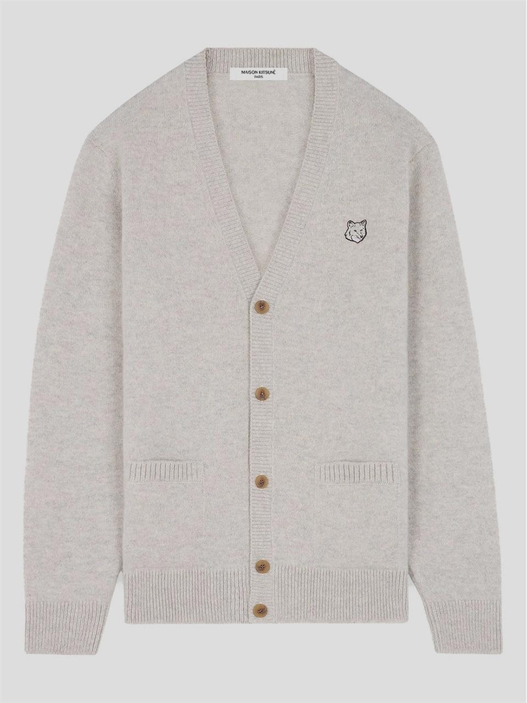 메종 키츠네 FW24 Maison Kitsune Cardigan NM00506KT1006H120 Lightgreymelange