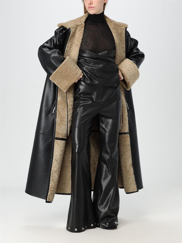 나누슈카 FW24 Nanushka Womens Coat NW24FWOW38370 CORNSTALK/BLACK Black