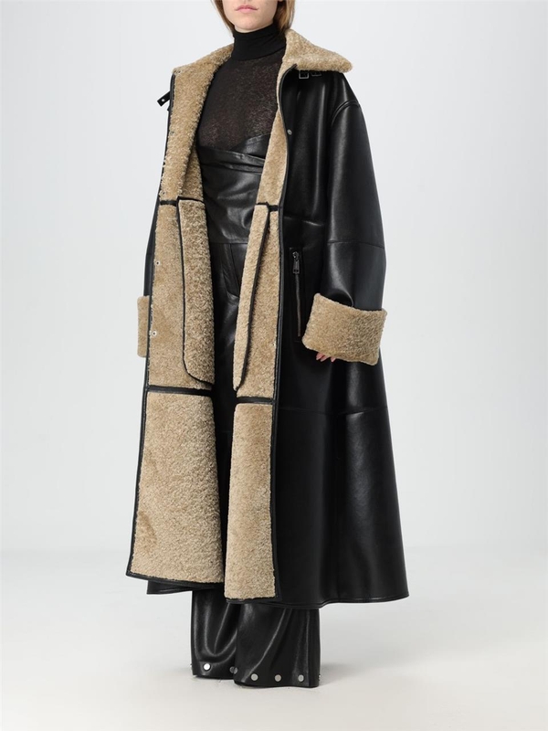 나누슈카 FW24 Nanushka Womens Coat NW24FWOW38370 CORNSTALK/BLACK Black