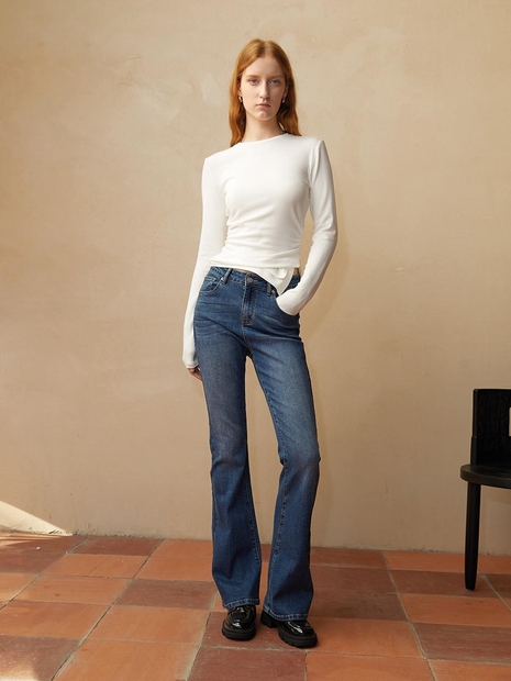 BA_High waist boot-cut denim pants