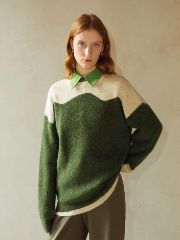 BA_Loose colour-block knit sweater