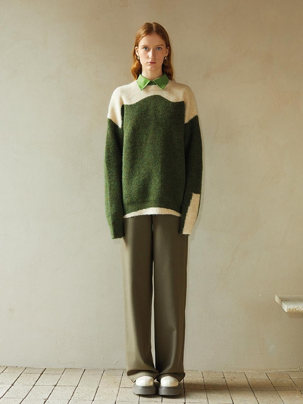 BA_Loose colour-block knit sweater