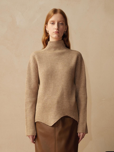 BA_Irregular hem wool knit sweater