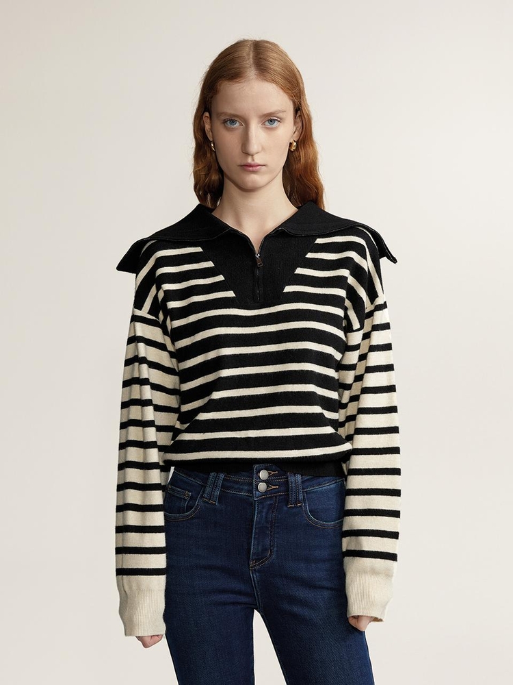 BA_Striped semi overfit knit sweater