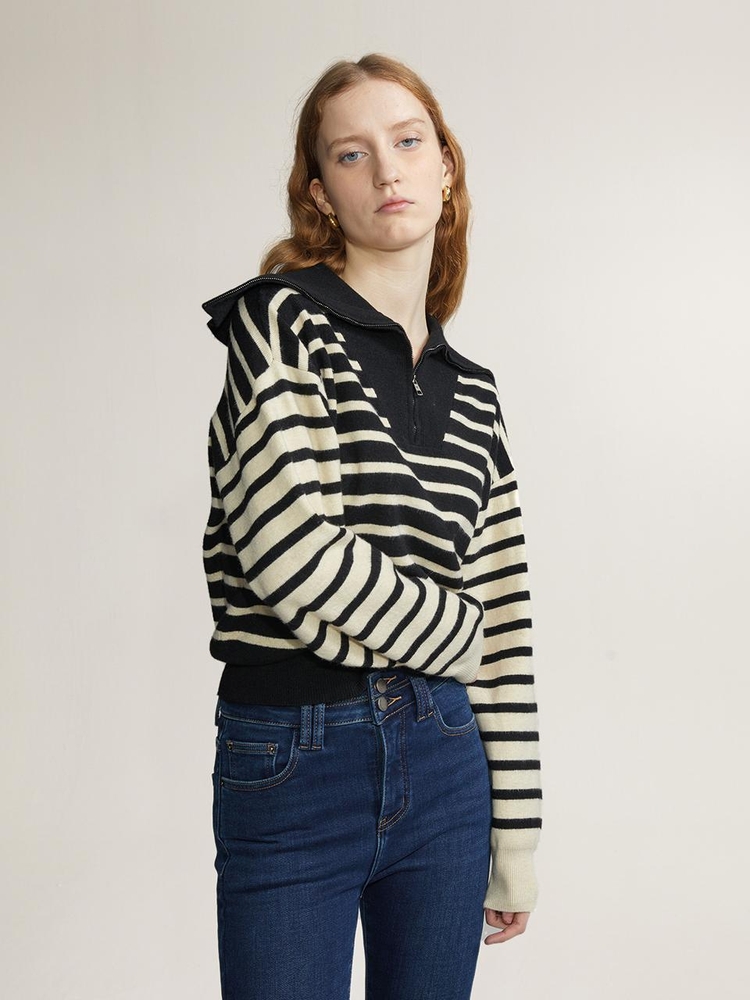 BA_Striped semi overfit knit sweater