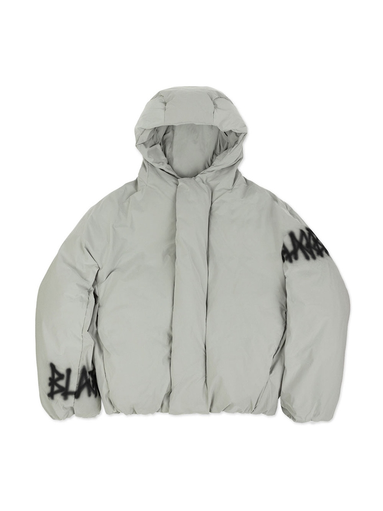 BBD Graffiti Logo Hidden Cuff Puffer Jacket (Sage Gray)