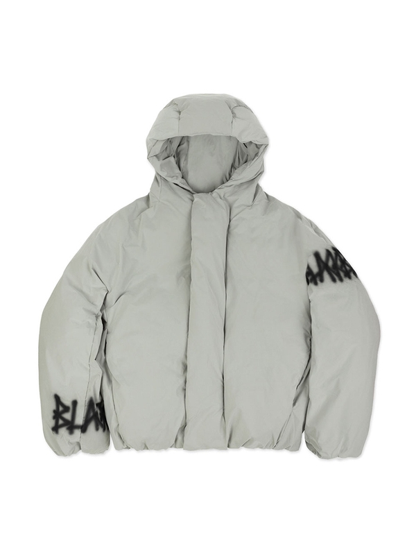 BBD Graffiti Logo Hidden Cuff Puffer Jacket (Sage Gray)