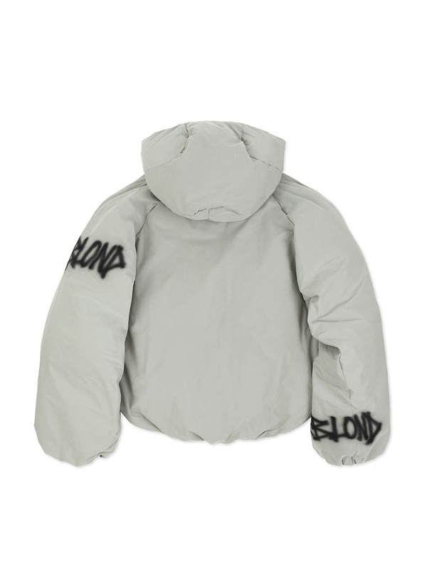 BBD Graffiti Logo Hidden Cuff Puffer Jacket (Sage Gray)