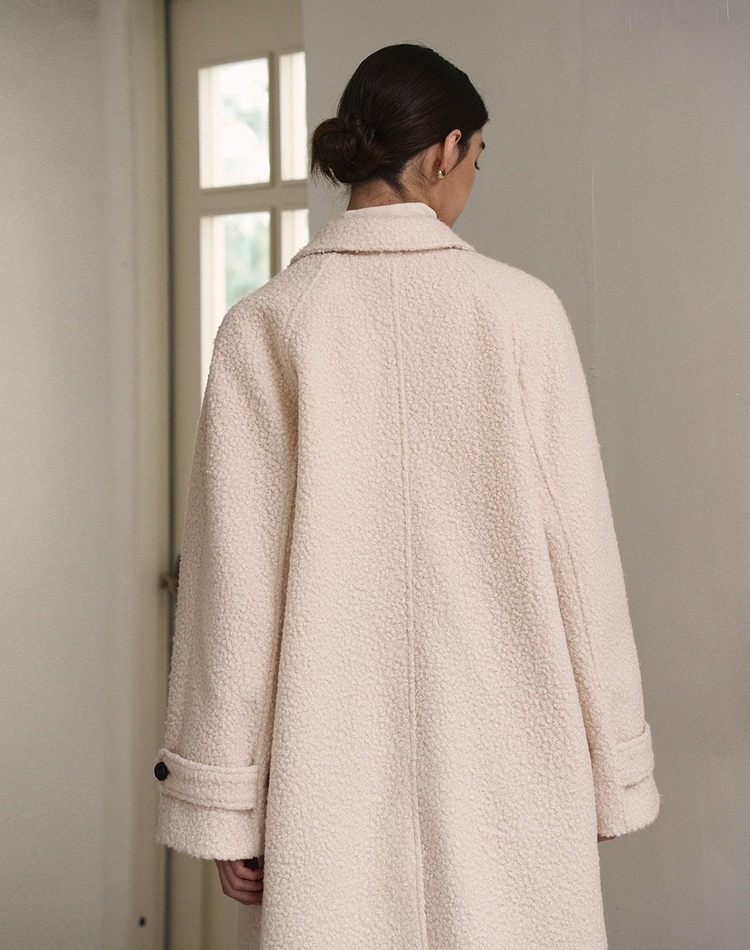 BOUCLE LONG SINGLE COAT IVORY  부클 롱 싱글코트 아이보리