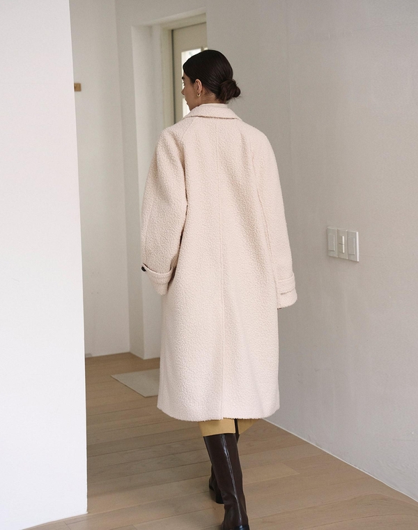 BOUCLE LONG SINGLE COAT IVORY  부클 롱 싱글코트 아이보리