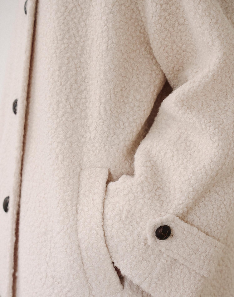 BOUCLE LONG SINGLE COAT IVORY  부클 롱 싱글코트 아이보리