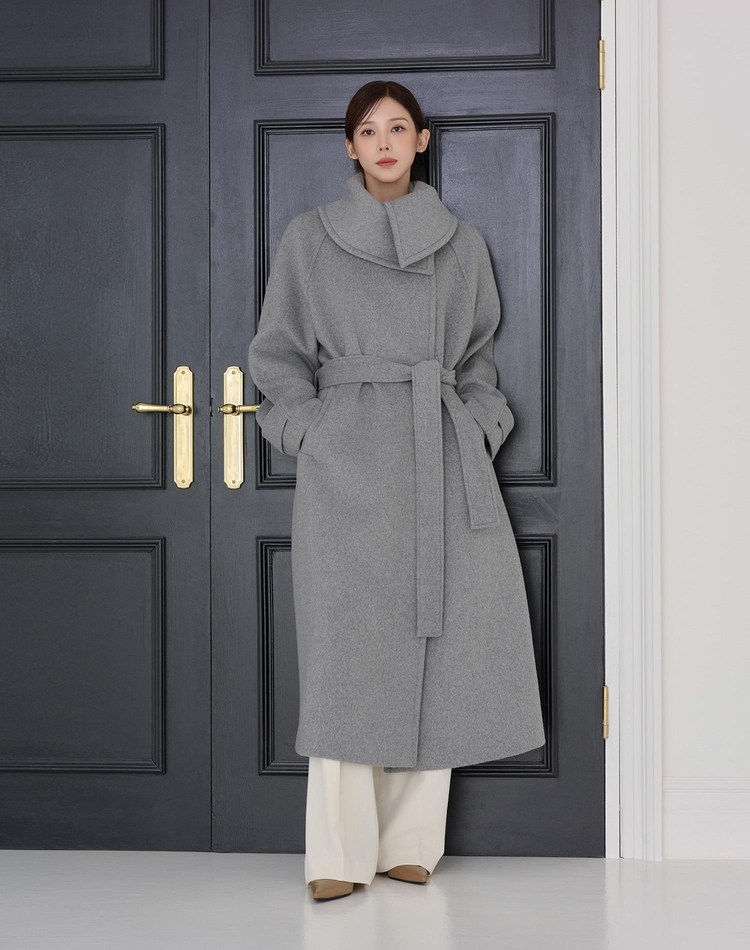 COLLAR POINT WOOL LONG COAT GRAY 카라 포인트 울 롱 코트 그레이