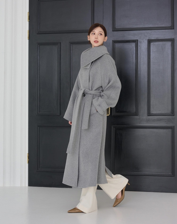 COLLAR POINT WOOL LONG COAT GRAY 카라 포인트 울 롱 코트 그레이