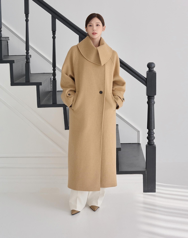 COLLAR POINT WOOL LONG COAT BEIGE 카라 포인트 울 롱 코트 베이지