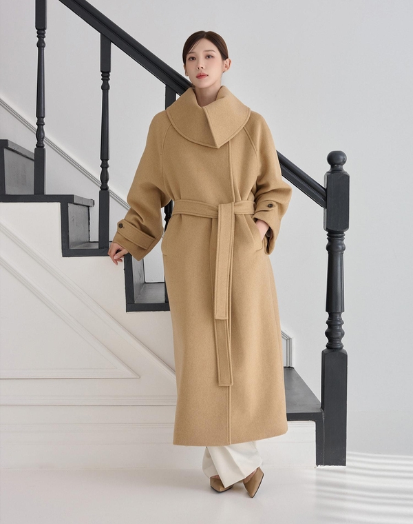 COLLAR POINT WOOL LONG COAT BEIGE 카라 포인트 울 롱 코트 베이지