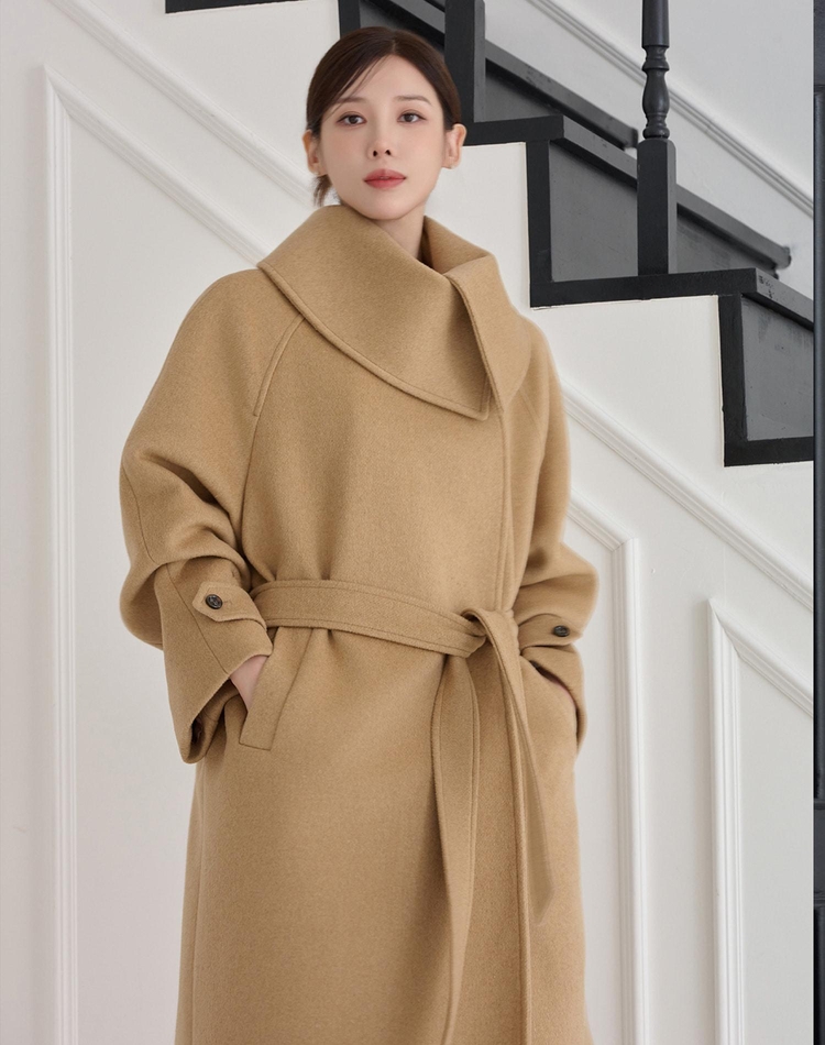 COLLAR POINT WOOL LONG COAT BEIGE 카라 포인트 울 롱 코트 베이지