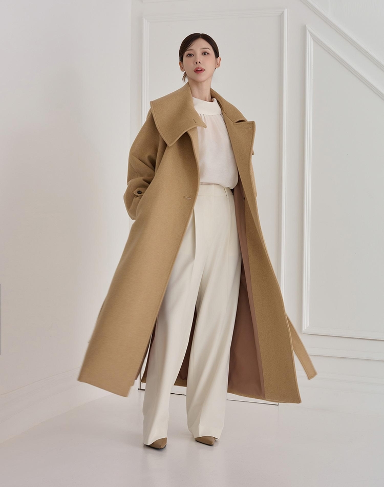 COLLAR POINT WOOL LONG COAT BEIGE 카라 포인트 울 롱 코트 베이지