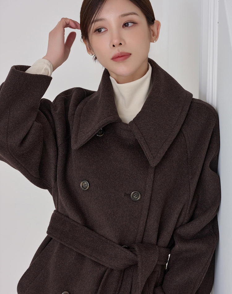 WIDE COLLAR WOOL HALF COAT BROWN 와이드 카라 울 하프 코트 브라운