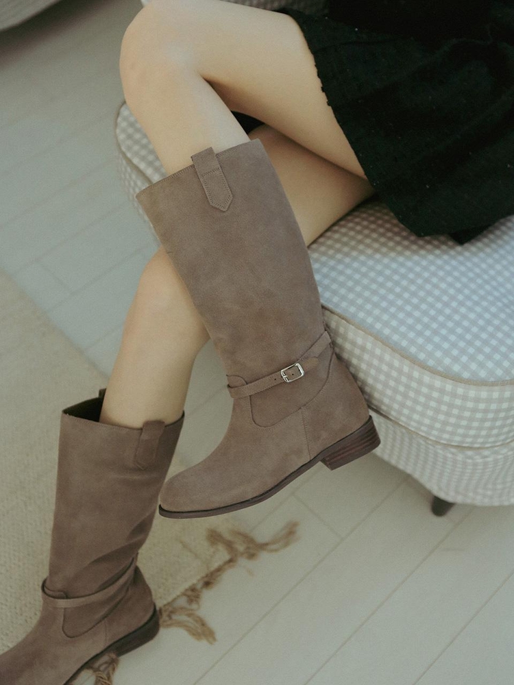 ljh7087 classic belted long boots _ 2colors