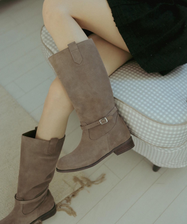 ljh7087 classic belted long boots _ 2colors