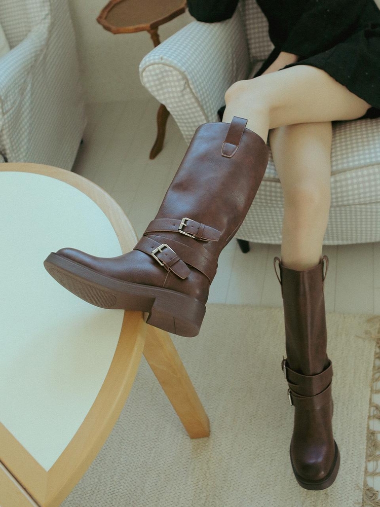 ljh1029 belted long boots _ 2colors