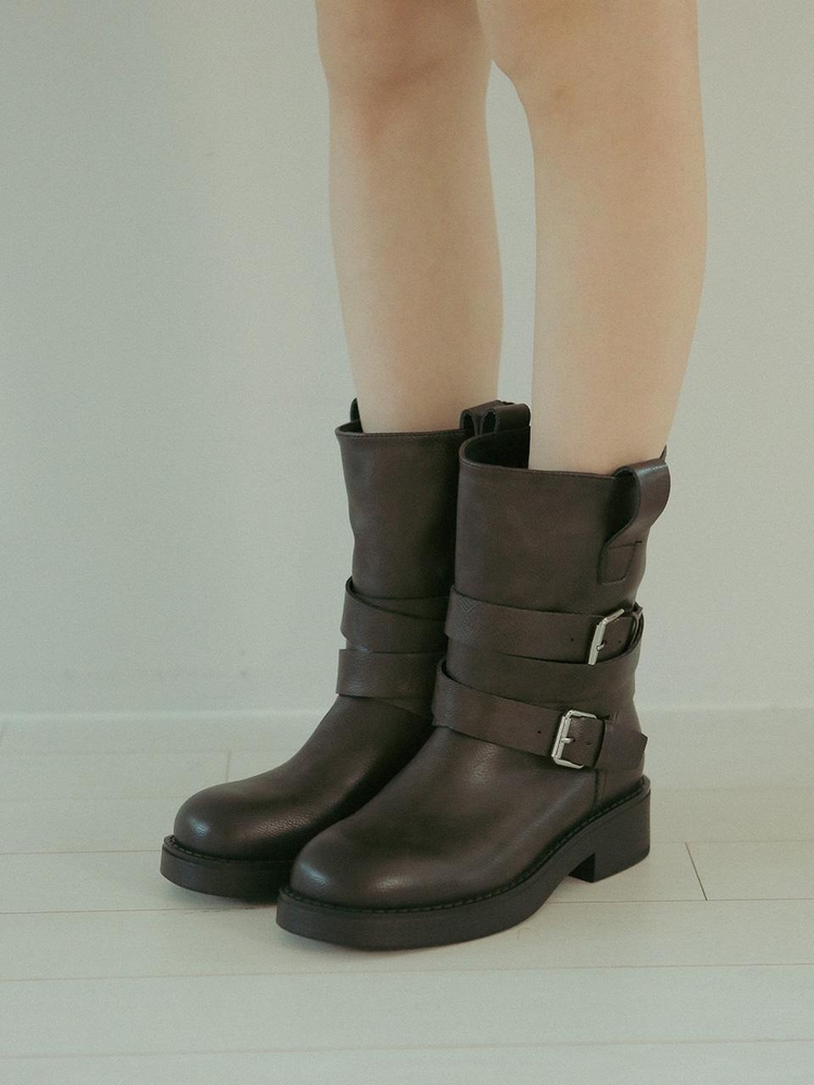 ljh1028 belted middle boots _ 2colors