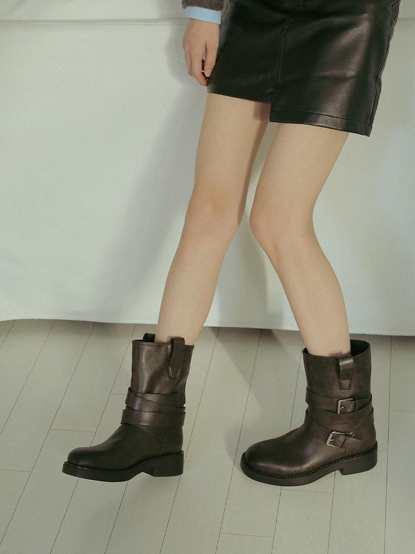 ljh1028 belted middle boots _ 2colors