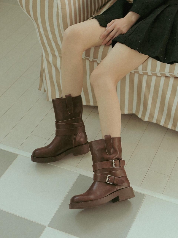 ljh1028 belted middle boots _ 2colors