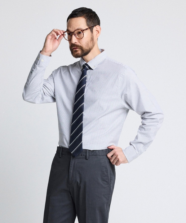 Compact Stretch Oxford_그레이 스트라이프 (Easy Fit)