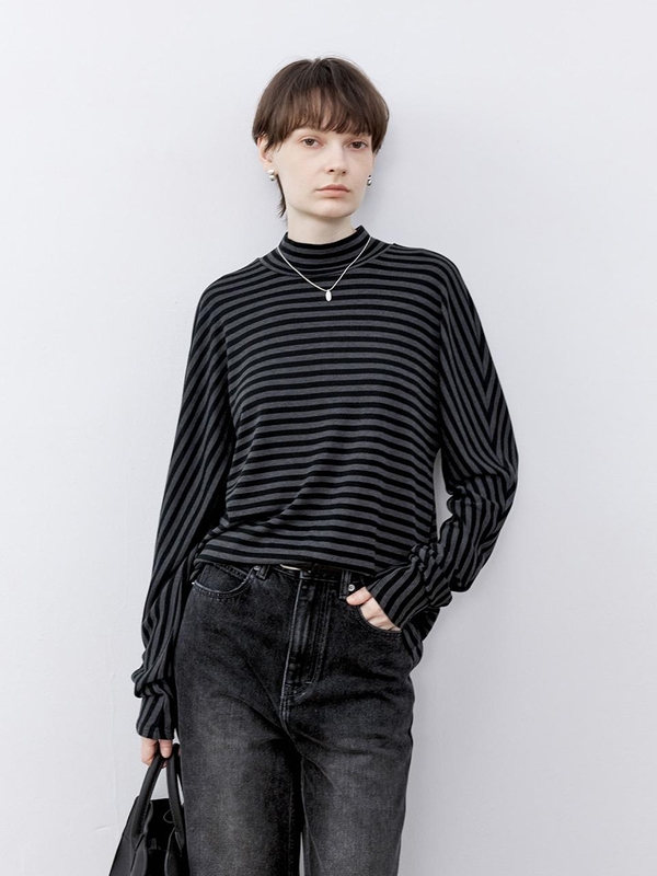 TG_Striped half neck top_3color