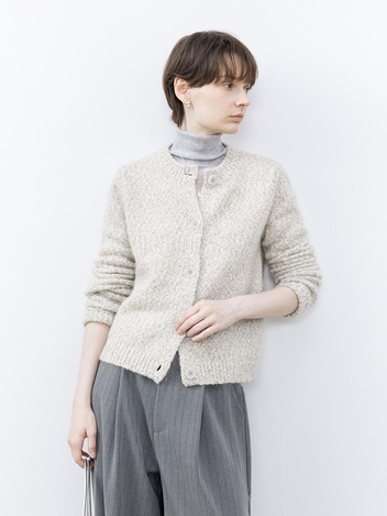 TG_Yarn round neck knit cardigan_2color