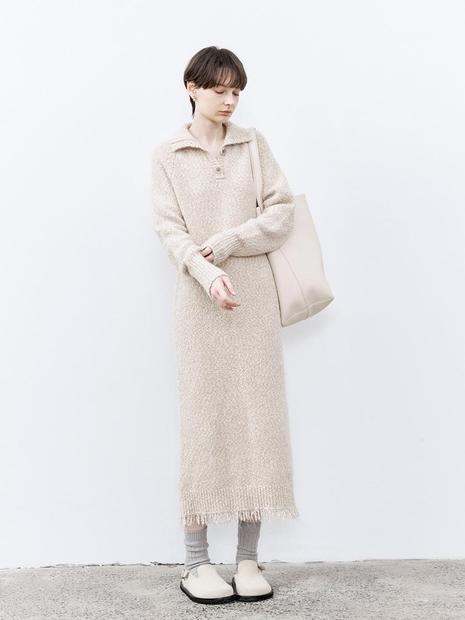 11/27 예약배송_TG_Lapel tassel knit dress