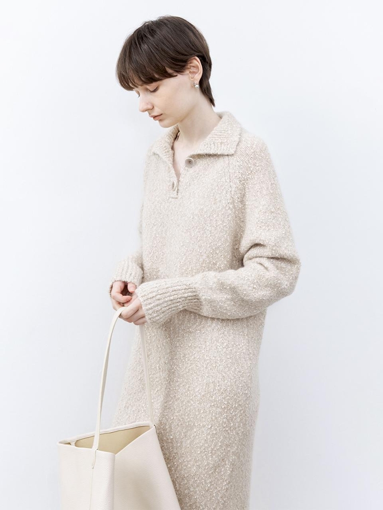 11/27 예약배송_TG_Lapel tassel knit dress