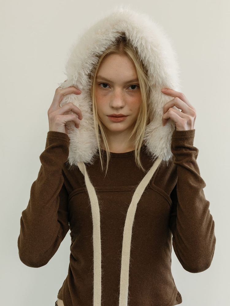 FUR STRAP BONNET / IVORY