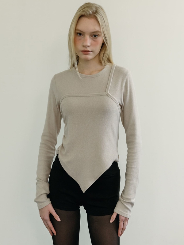 ANGORA LAYERED T-SHIRTS / BEIGE