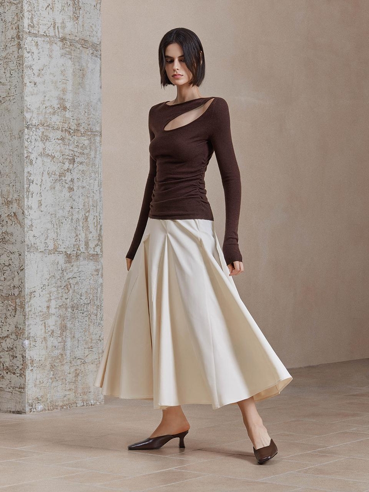 YY_Temperament pleated draped skirt