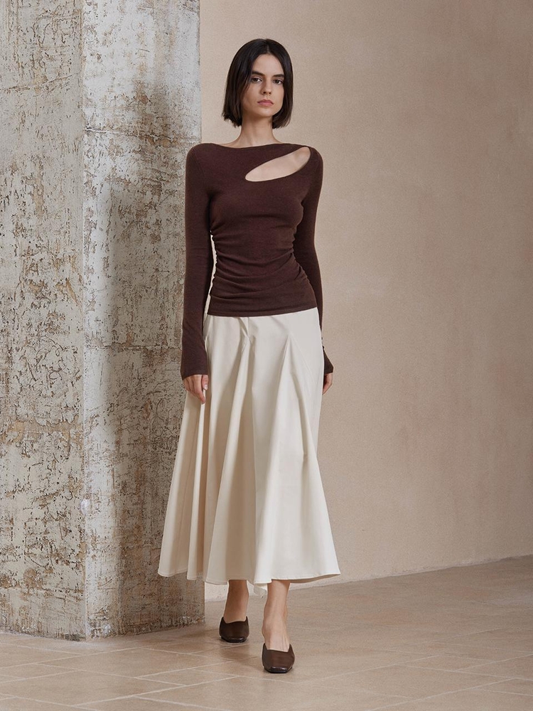 YY_Temperament pleated draped skirt