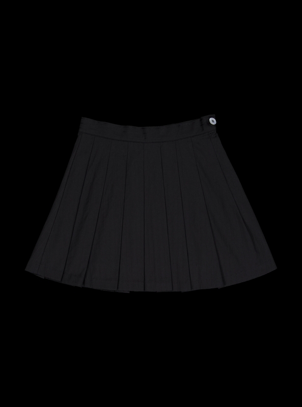 Stripe pleats skirt (black)