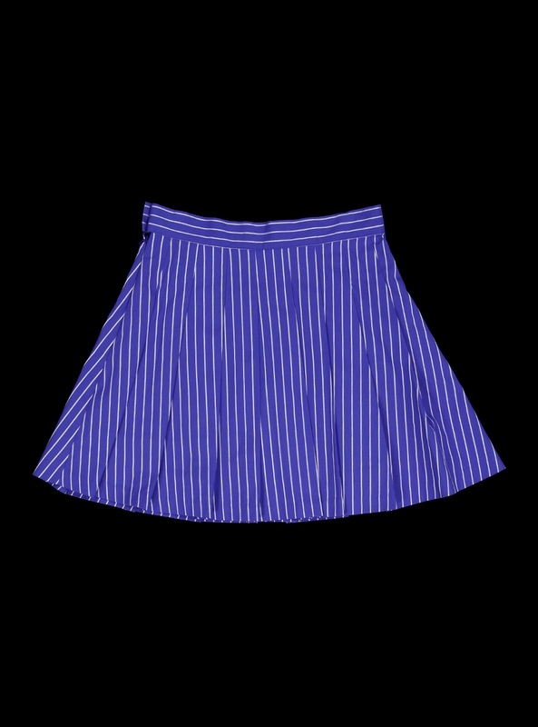 Stripe pleats skirt (blue)